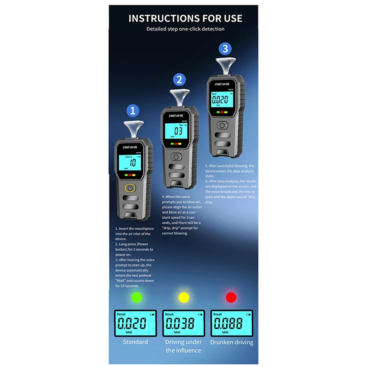 

AA98 New H33 Portable Alcohol Tester Portable Alcohol Tester Blow-Type Alcohol Tester for Drunk Driving Measurement