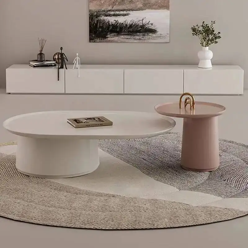 Mesa Auxiliar Nórdica, Diseño Moderno, Redonda, Minimalista, Mesa de Centro para Sala de Estar, Mueble Italiano para el Hogar