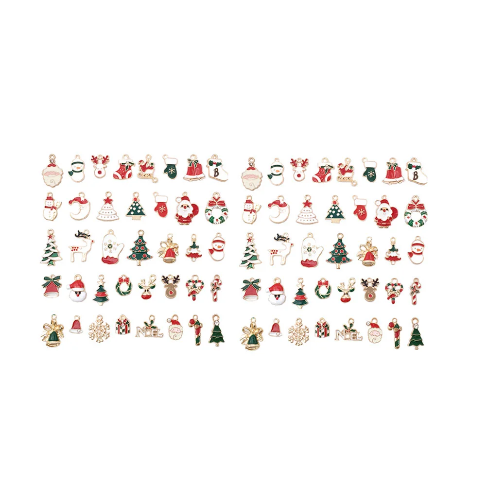 

76 PCS DIY Accessories Xmas Garland Charm Christmas Jewelry Making Charms Ornament Materials Mini Earrings Bracelet Alloy