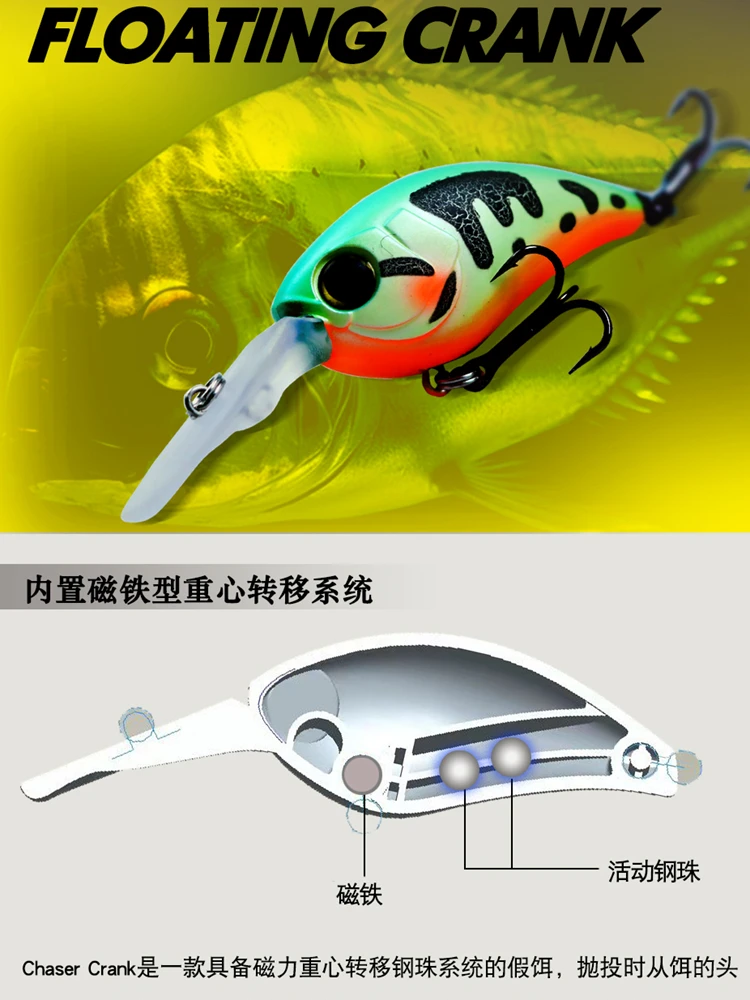 Aoclu schwimmende Elritze 50mm 10g 60mm 17g harte Köder Kurbel tiefe Taucher Tiefe 2,5-3m Angel köder lange Casting Haken Tackle Qualität – Detail 6