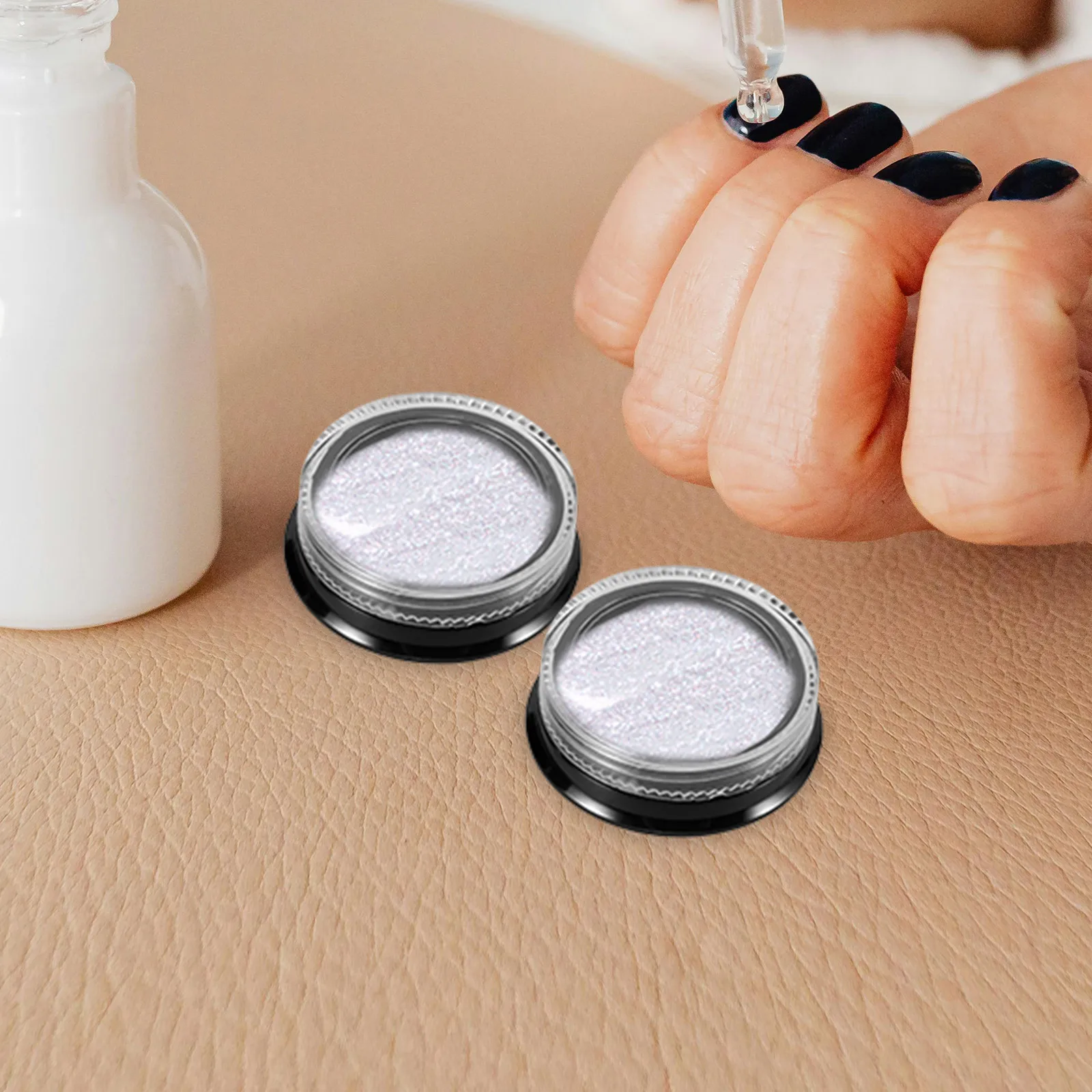 

8Pcs Nail Glitter Powder Portable Round Jars Nail Art Storage Reusable Plastic Glitter Containers Compact Small Jar