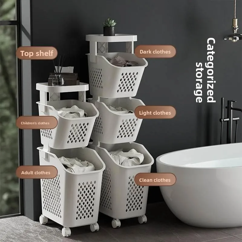 

Многослойная корзина для белья с колесами Batoom, бытовая корзина для хранения одежды, Ra для хранения одежды и разных предметов