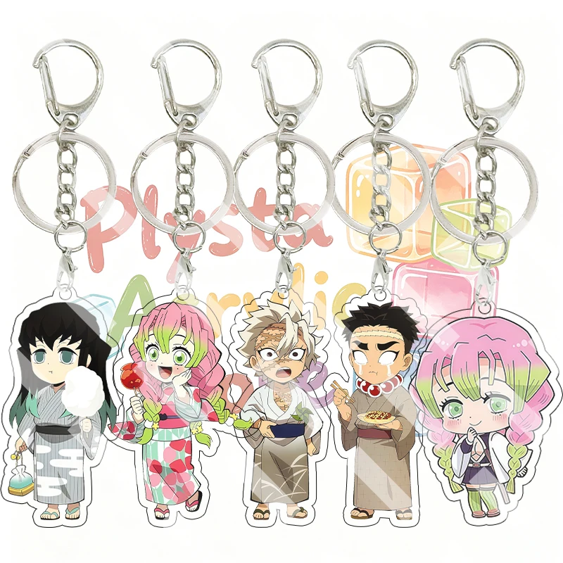 Demon Slayer Kimetsu No Yaiba Summer Festival Yukata Acrylic Keychain Q Version Anime Character Bag Pendant Cute Accessory Gifts