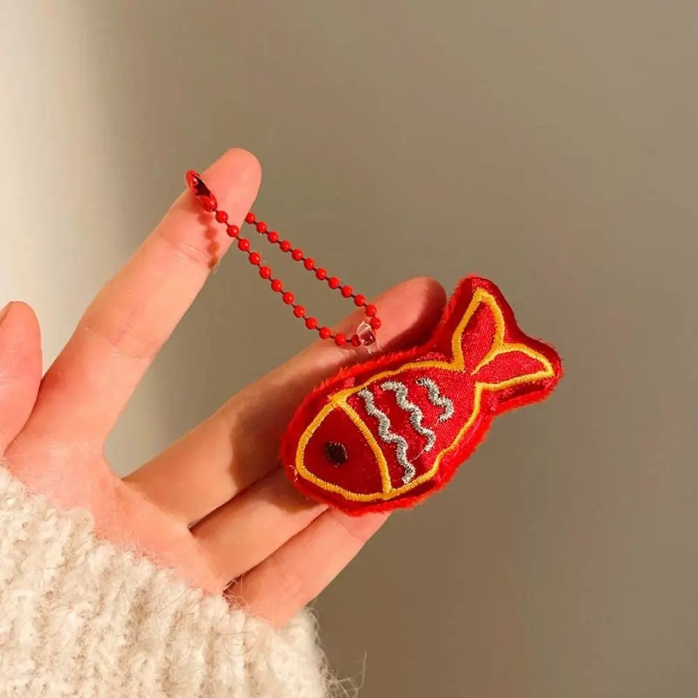 Adorable Cartoon God of Wealth Pendant Lion Dance Cute Plush Doll Keychain Lucky Red Chinese New Year Keyring Festive Decor