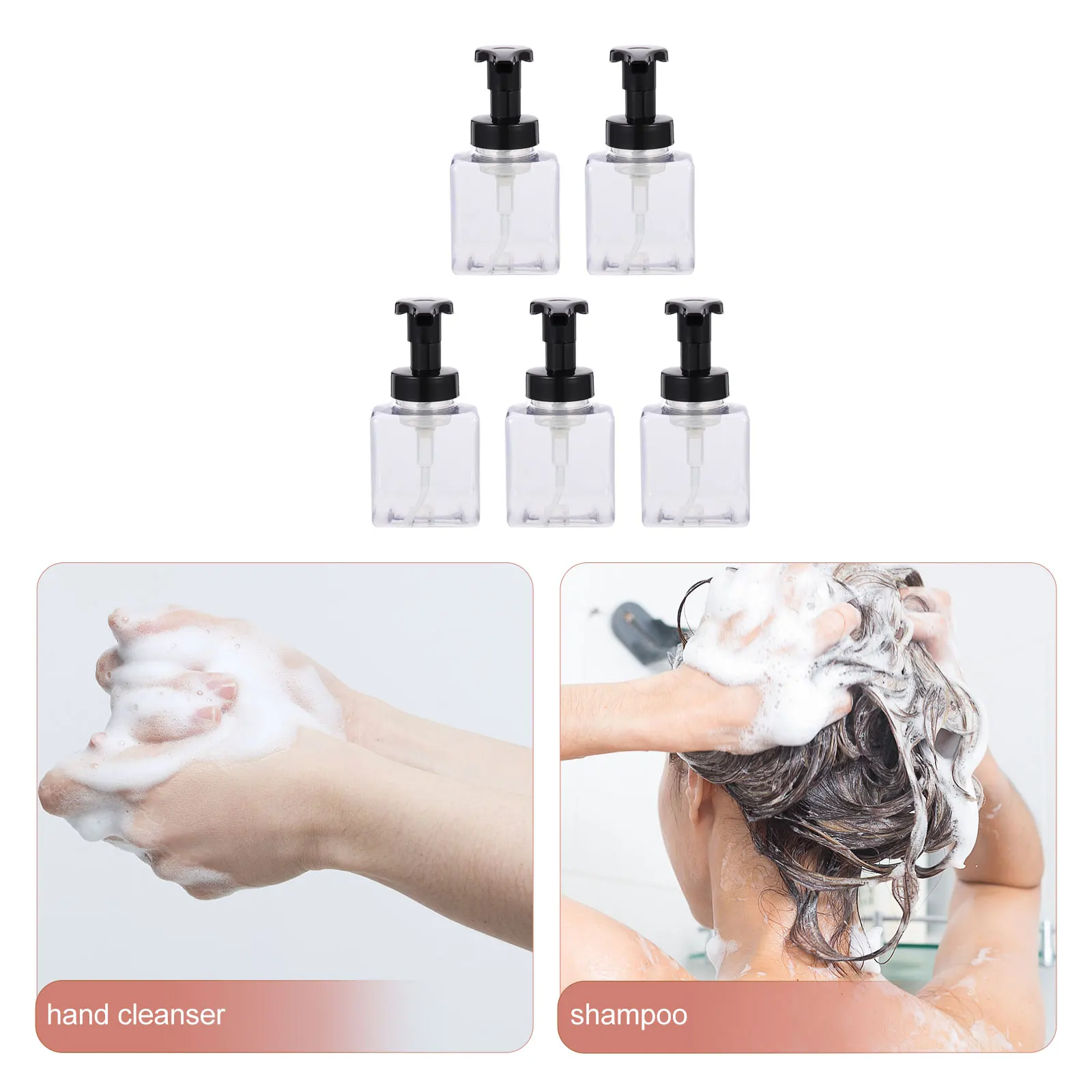 

5pcs 500ml Pump Bottle for Hand Shampoo Bathroom Supplies Foaming Soap Dispenser Refillable Container Lotion Vessel