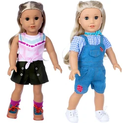 18 Inch Girls Doll Clothes Summer Shirt Short Fashion Pants Baby Dolls Outfits Children Girl Xmas Gifts
