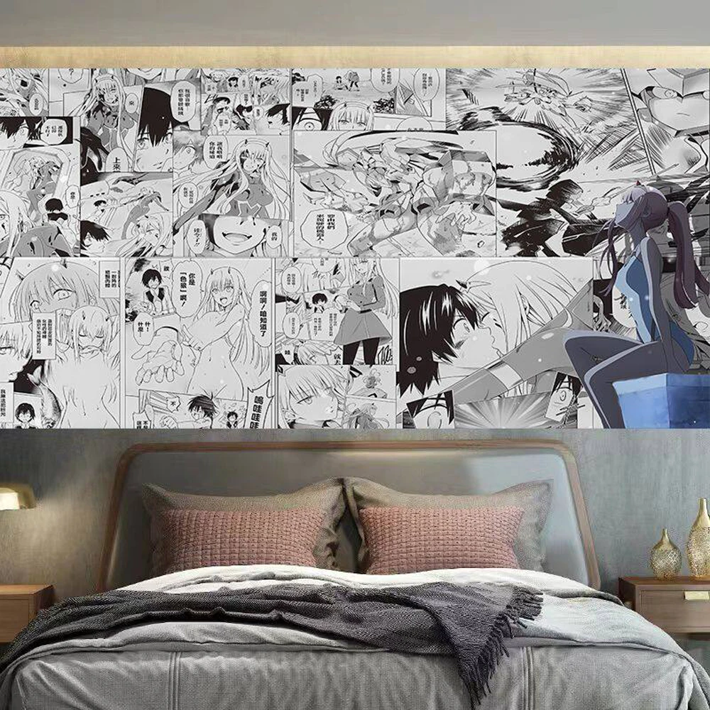 Wandteppich im Anime-Cartoon-Stil, dekorativer Kopfteil-Hintergrundstoff für Wohnheim und Schlafzimmer, Heimdekoration