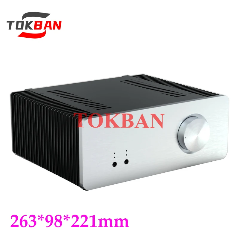 

Tokban Audio 263*98*221mm All Aluminium 1969 Power Amplifier Chassis Enclosure with Radiator DIY HIFI Amp Case Shell