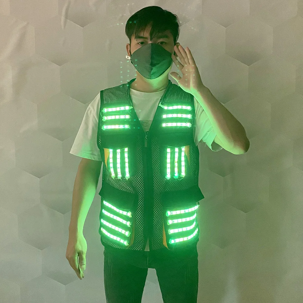 Strobe LED Costume Robot Set Frenzied Party DJ Stage Performance Luminous Props Accessories Fluorescent Vests