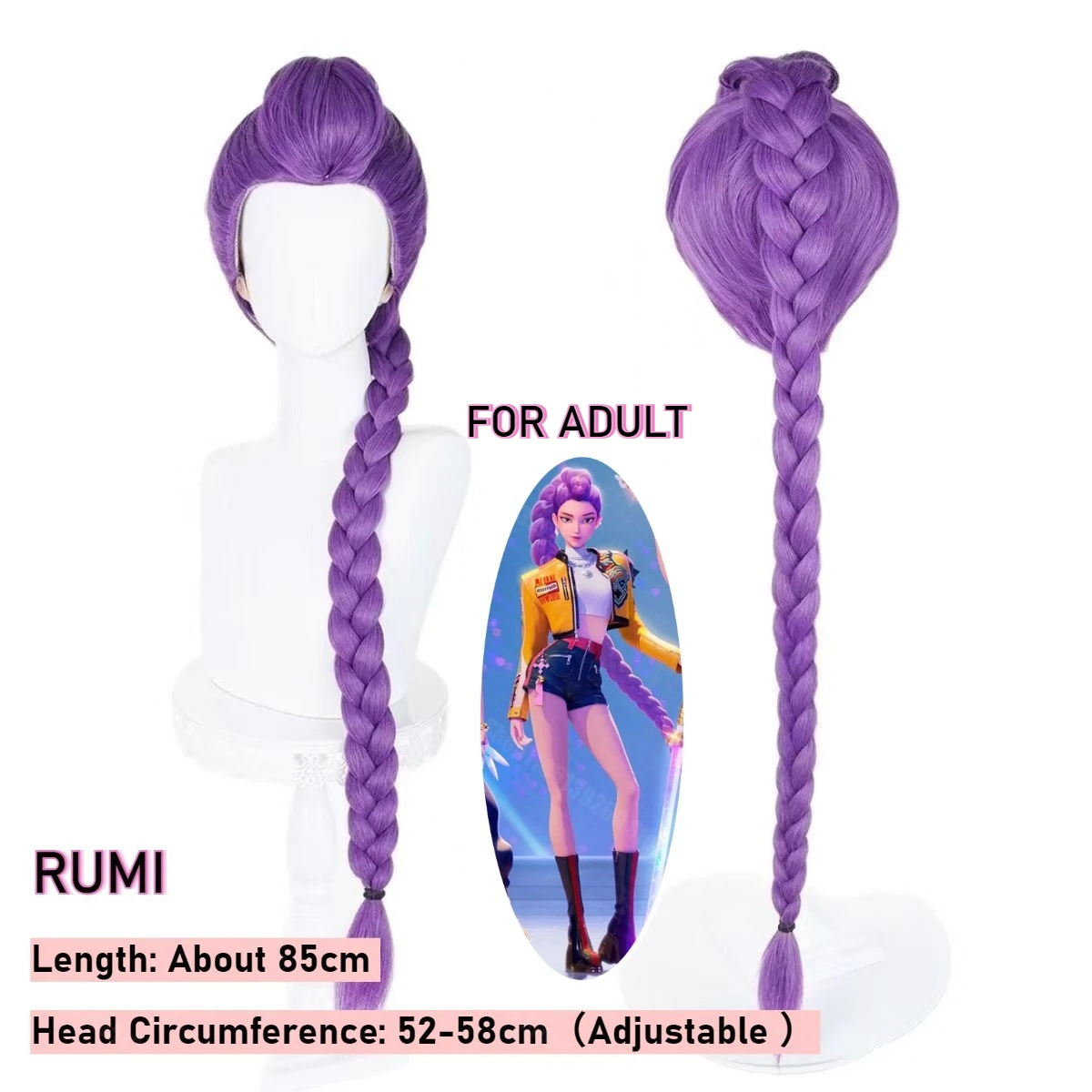 

Kpop Demon Hunters Rumi Wig Adult Purple Role Playing Wig Artificial Synthetic Hair Stage Halloween Party Dress up Prop