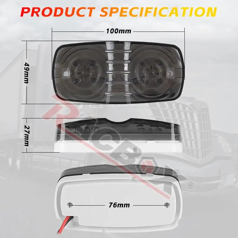4 بوصة العنبر Led الجانب ماركر مؤشر ضوئي أضواء شاحنة تخييم مقطورة RV VAN مصباح جيد الإضاءة العلوي سقف الكابينة مصابيح تحديد