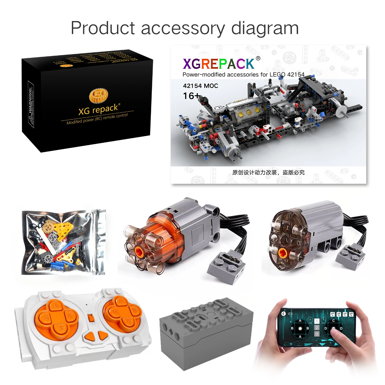 XGREPACK-Kit de luz LED con motor y Control remoto para coche, accesorio para Ford GT 42154 Lego, no incluye los juegos Lego