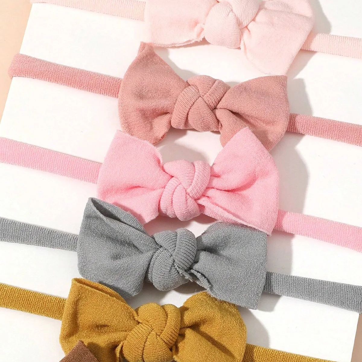 7pcs Newborn Ultra Soft Skincare Top Knot Toddler Fashion Mini Bow Headband Kids Cute Nylon Hair Accessories