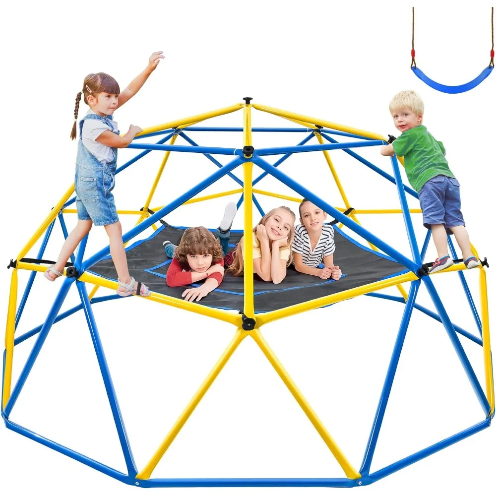 

Upgraded 10FT Jungle Gym with Canopy and Swing, Climbing Dome for Kids Outdoor, Weight Capability 800LBS