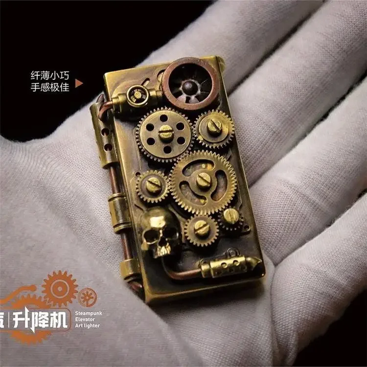 

New ZORRO Brass Handmade Steam Punk 6 Gear Linkage Elevator Kerosene Lighter Retro Personalized Collection Lighters Smoking Gift