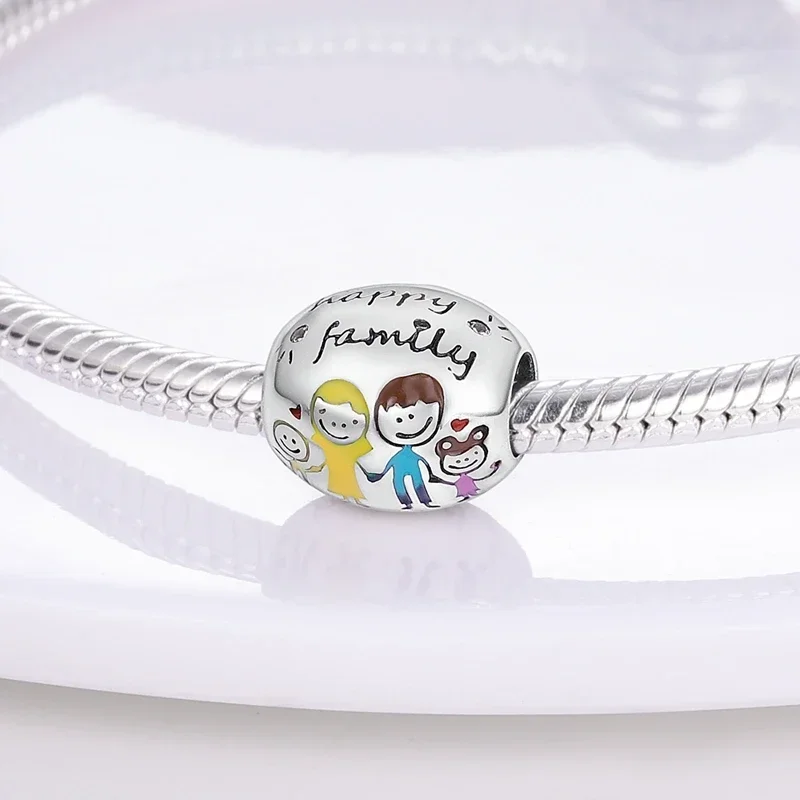 925 Silver Family Love Charm Beads Fit Original Bracelet Diy Sister Mother Love Friendship Pendant Jewelry Making DIY