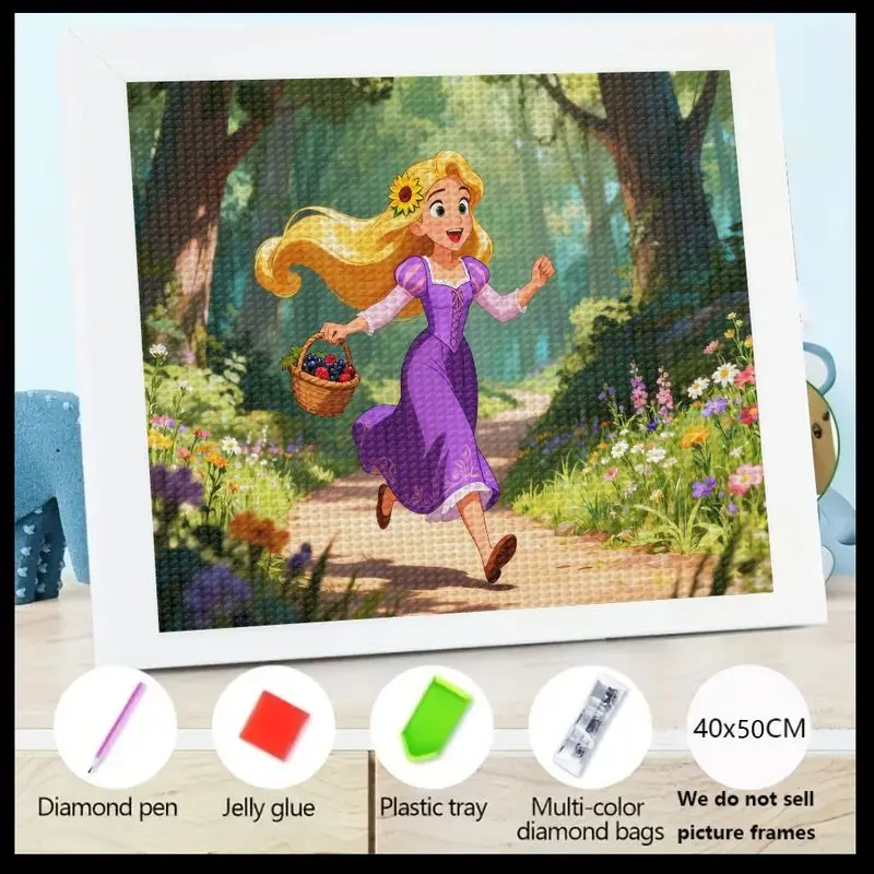 

1 шт., набор для рисования принцессы Рапунцель с милым мультяшным рисунком, 5D полная дрель, сделай сам, длинные волосы, сказочная девушка, бегущая в лесу, алмазная ар