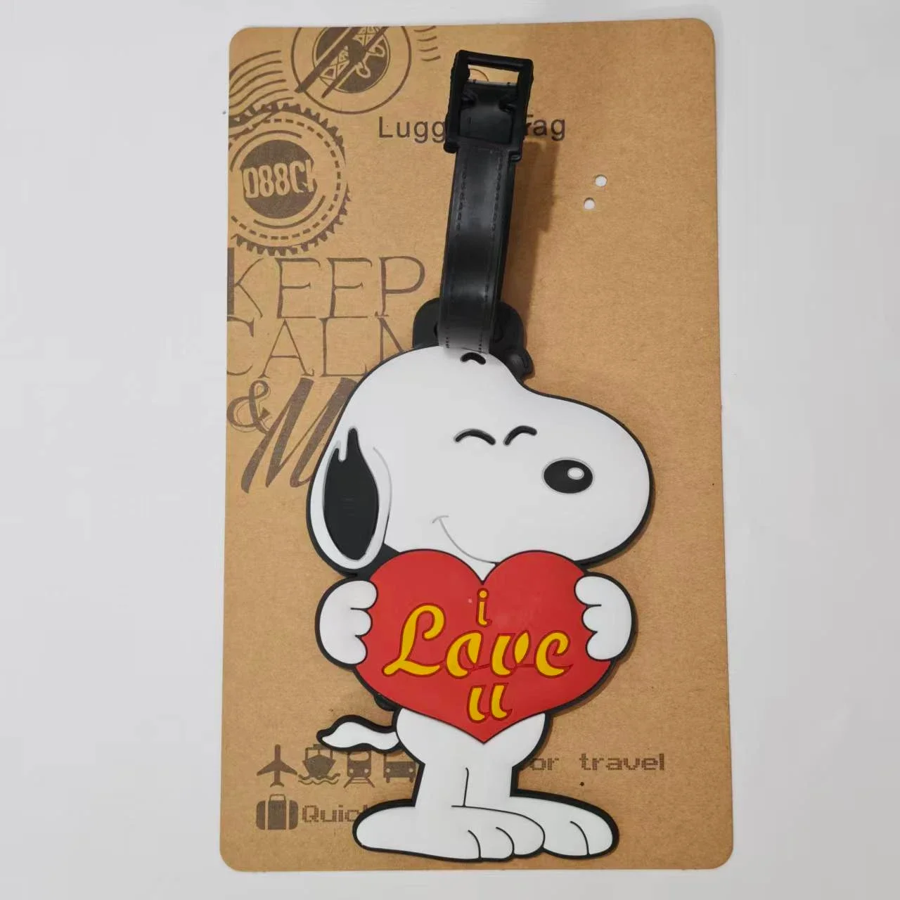 Niedlicher Snoopy Cartoon Silikon-Gepäckanhänger, Anti-Verlust-Koffer-Identifikator, Bordetikett, Weiches Wasserdichtes Reisegepäck-Namensschild – Detail 8