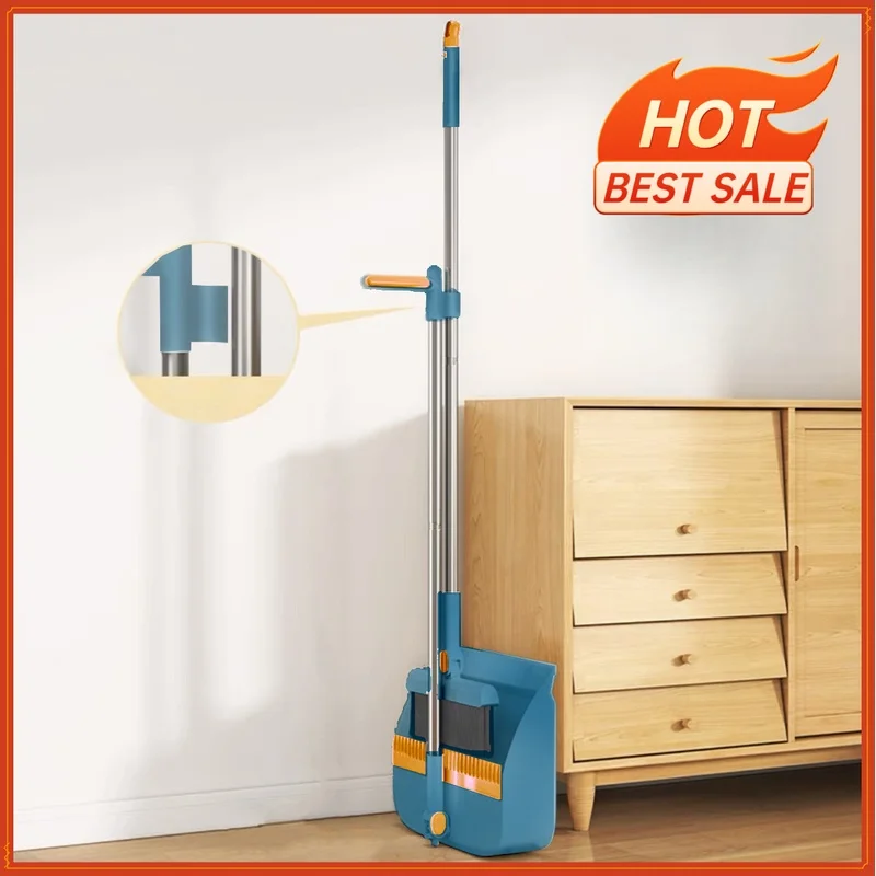 1 Set Dustpan and Long Handle Rotatable Broom Set - Efficient Floor Cleaning Tool with Comb Tooth for Hard Floors - Perfect for