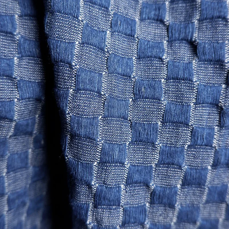 

Ткань джинсовая жаккардовая синяя 50x160 см, с узором в клетку, для дизайнерской одежды, шитья, рукоделия, DIY, для поделок ручной работы