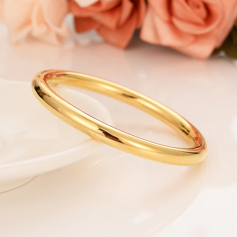 Fashion Dubai Gold Color Polish Jewelry Bangle Ethiopian Women Men Nicely Bracelets Wedding Bridal Gifts