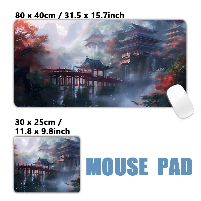 XXL Computer Laptop Mousepad Modern architecture style Japanese torii architecture Cute Cartoon Desk Mat Locking Edge Mouse Mat