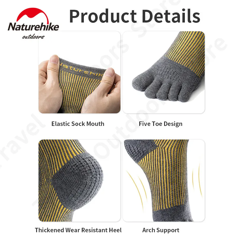 Naturehike 1 Pairs Wool Toe Socks Running Fitness Outdoor Sports Socks Winter Thickening Warm Men Women For Hiking Cycling