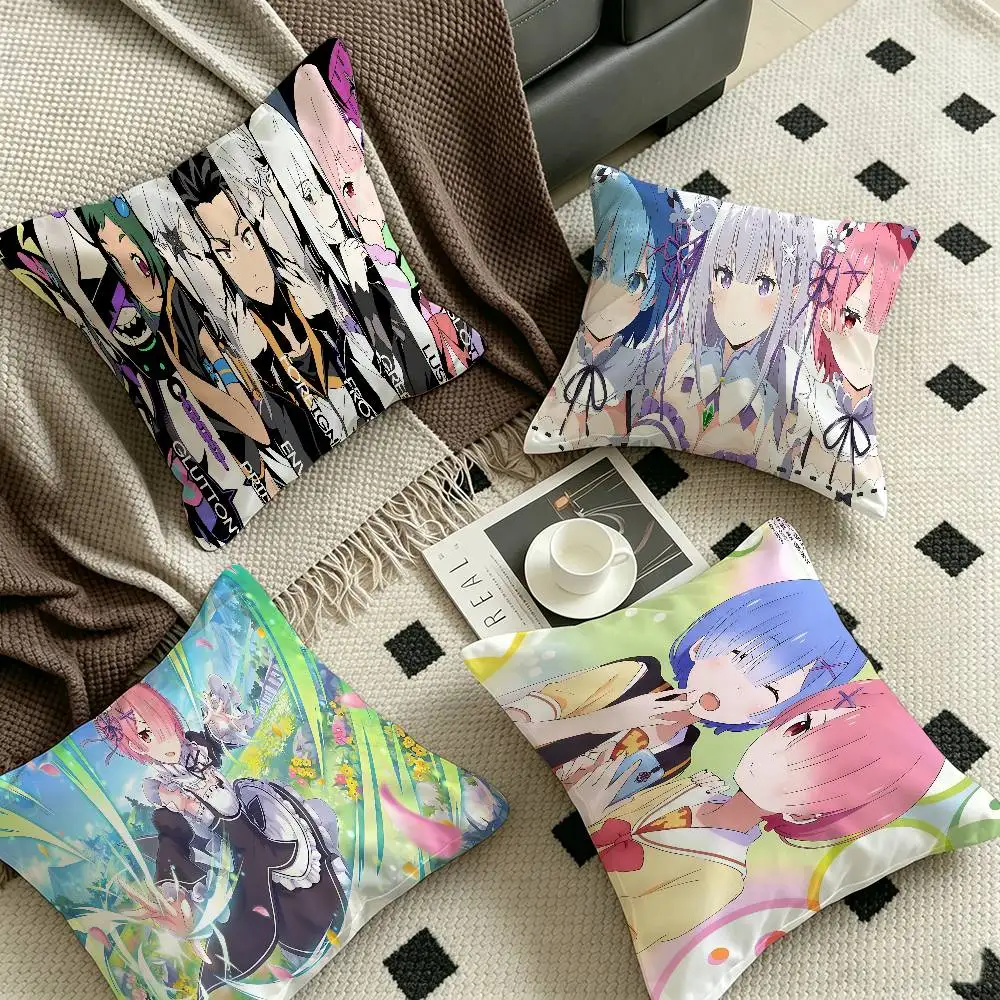 Classic vintage R-Re Zero Anime Pillow Anime Pillow Sofa Bed Head Pillow Cover Cushion Cover 45x45 cm Fashion