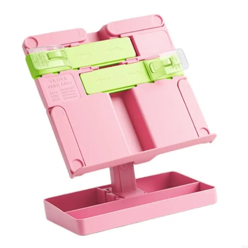 2025 New Foldable Plastic Reading Stand Adjustable Textbook Stand Folding Book Rest with Page Clips for Book Tablet Music Scores