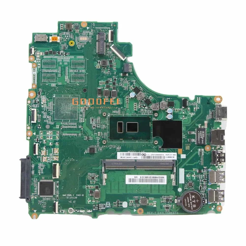 

DA0LV6MB6F0 Материнская плата для ноутбука Процессор 3865U UMA 4G V310-15ISK V310-15IKB V510-15IKB для Lenovo 5B20M95899