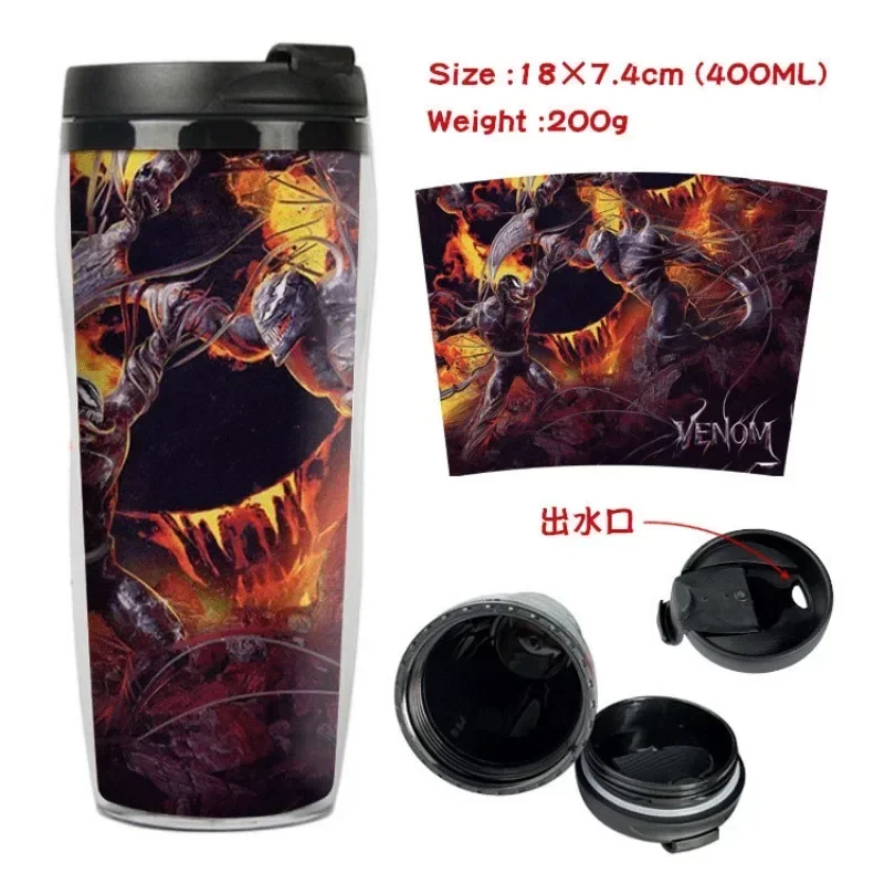 Marvel Digital Printing Plastic Mug Venom Around Students Double Layer Insulated Plastic Drinking Cup Fashion Leisure Sports Mug