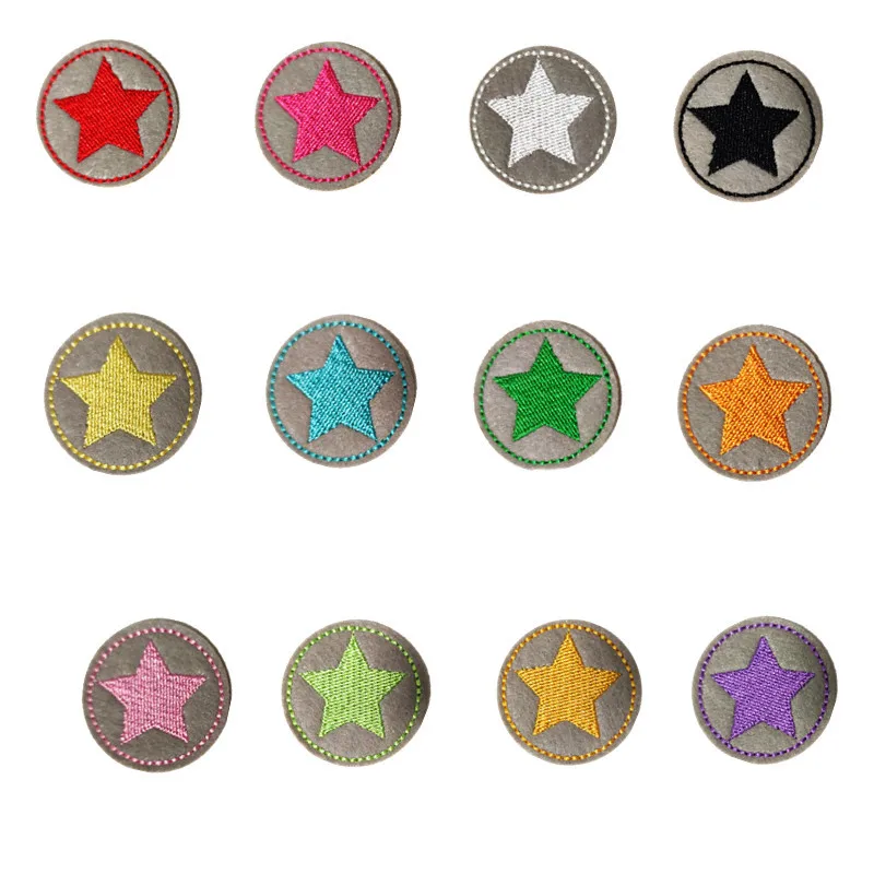 60pcs/Lot 3.5cm Luxury Five-pointed Star Round Embroidery Patch Hat Shirt Bag Clothing Decoration Accessory Craft Diy Applique