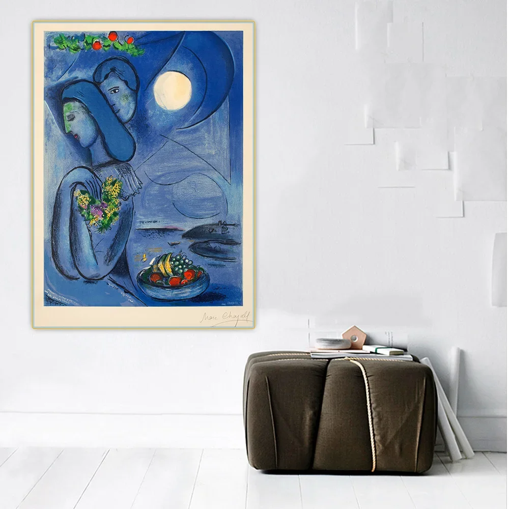 سيتون مارك شاجال 《سانت جان كاب فيرات ، 1952》لوحة زيتية قماشية عمل فني ملصق صورة جدار خلفية ديكور ديكور المنزل #4