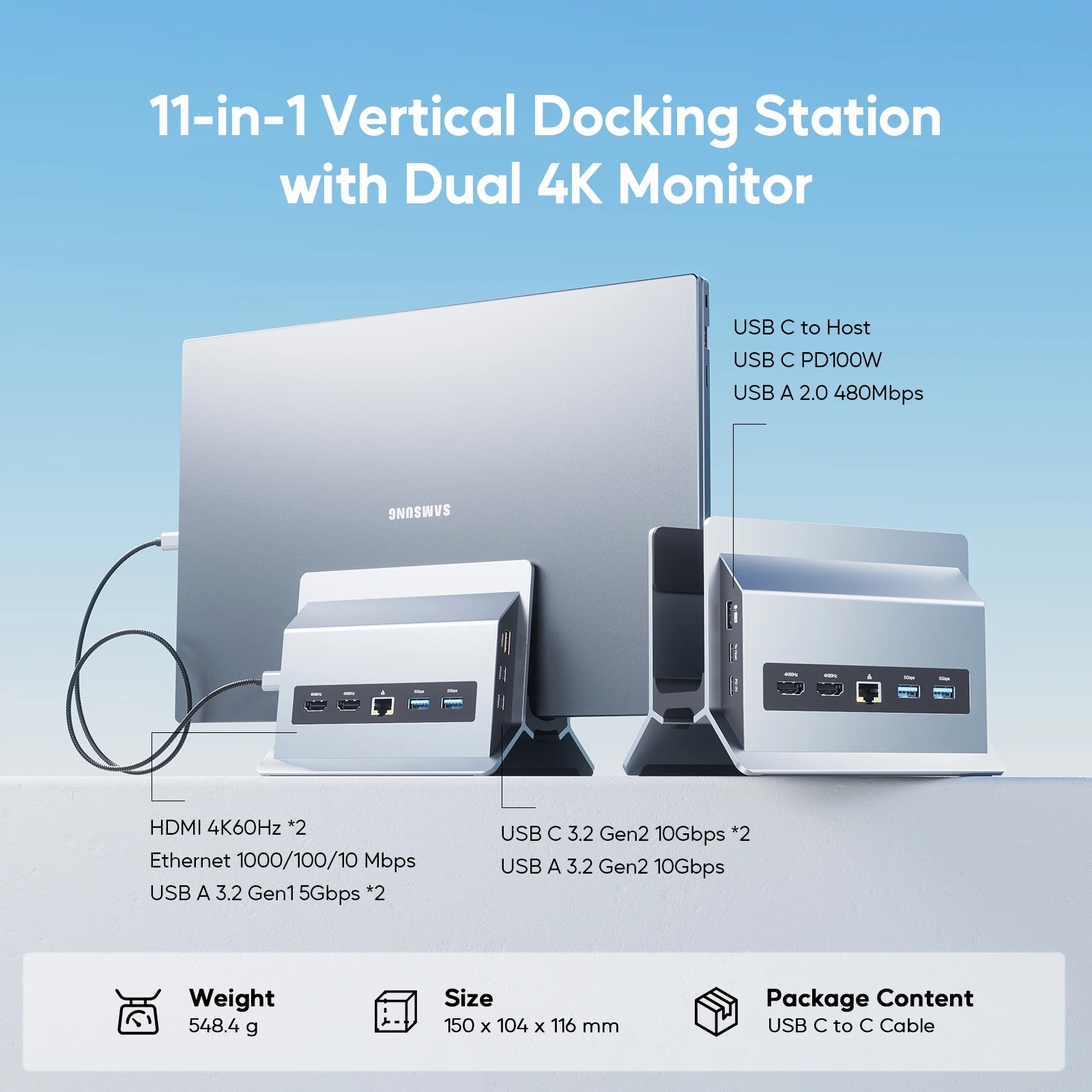 �y�Z�[�����z11 in 1 ���� USB C �h�b�N�AHDMI 4K 2 �AUSB A/C 10Gbps 3 �AUSB-A 5Gbps 2 �AUSB A 2.0�A�C�[�T�l�b�g�AType-C ���b�v�g�b�v�p