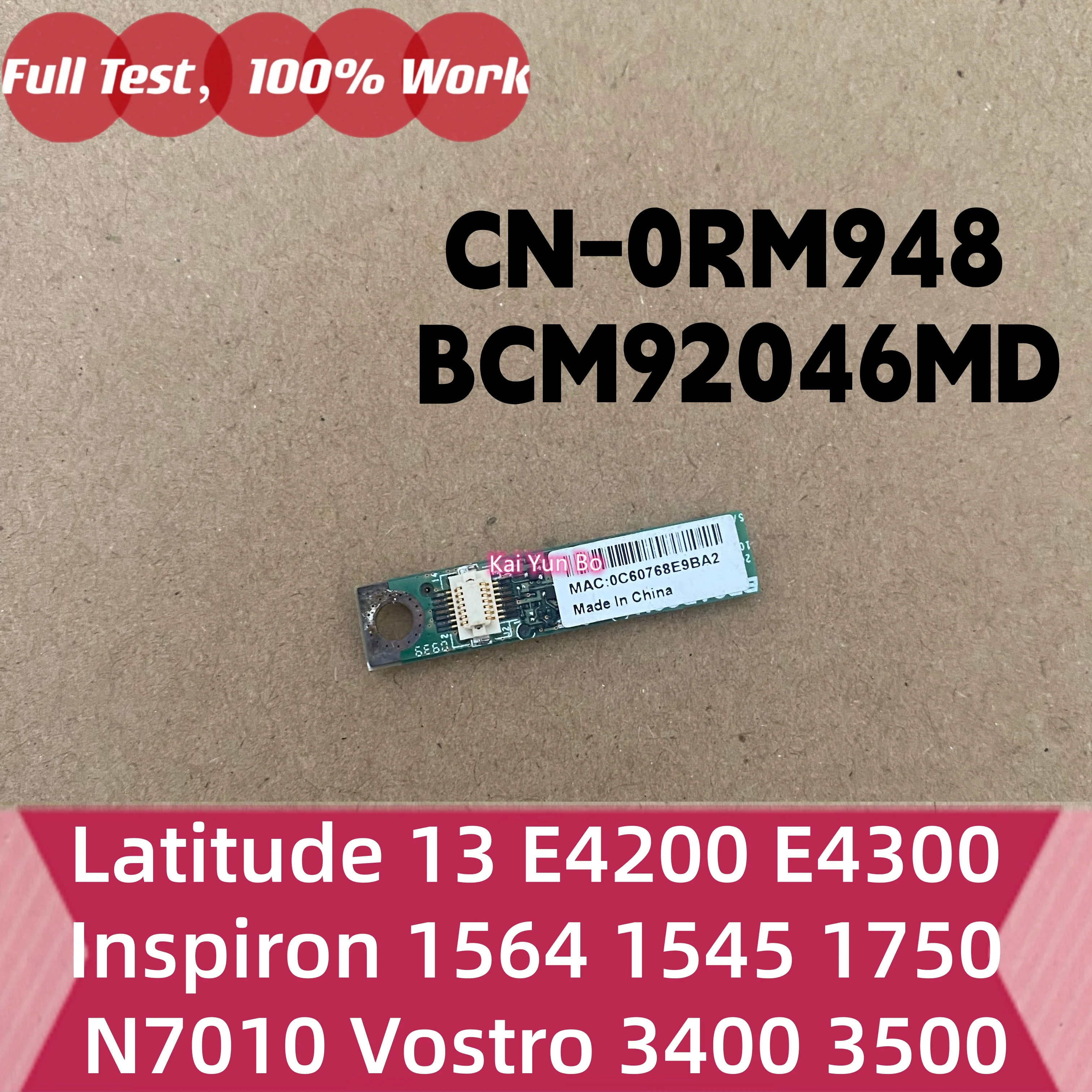 Módulo Bluetooth para Dell Latitude 13 E4200 E4300 Inspiron 1564 1545 1750 N7010 Vostro 3400 3500 CN-0RM948 BCM92046MD 0RM948