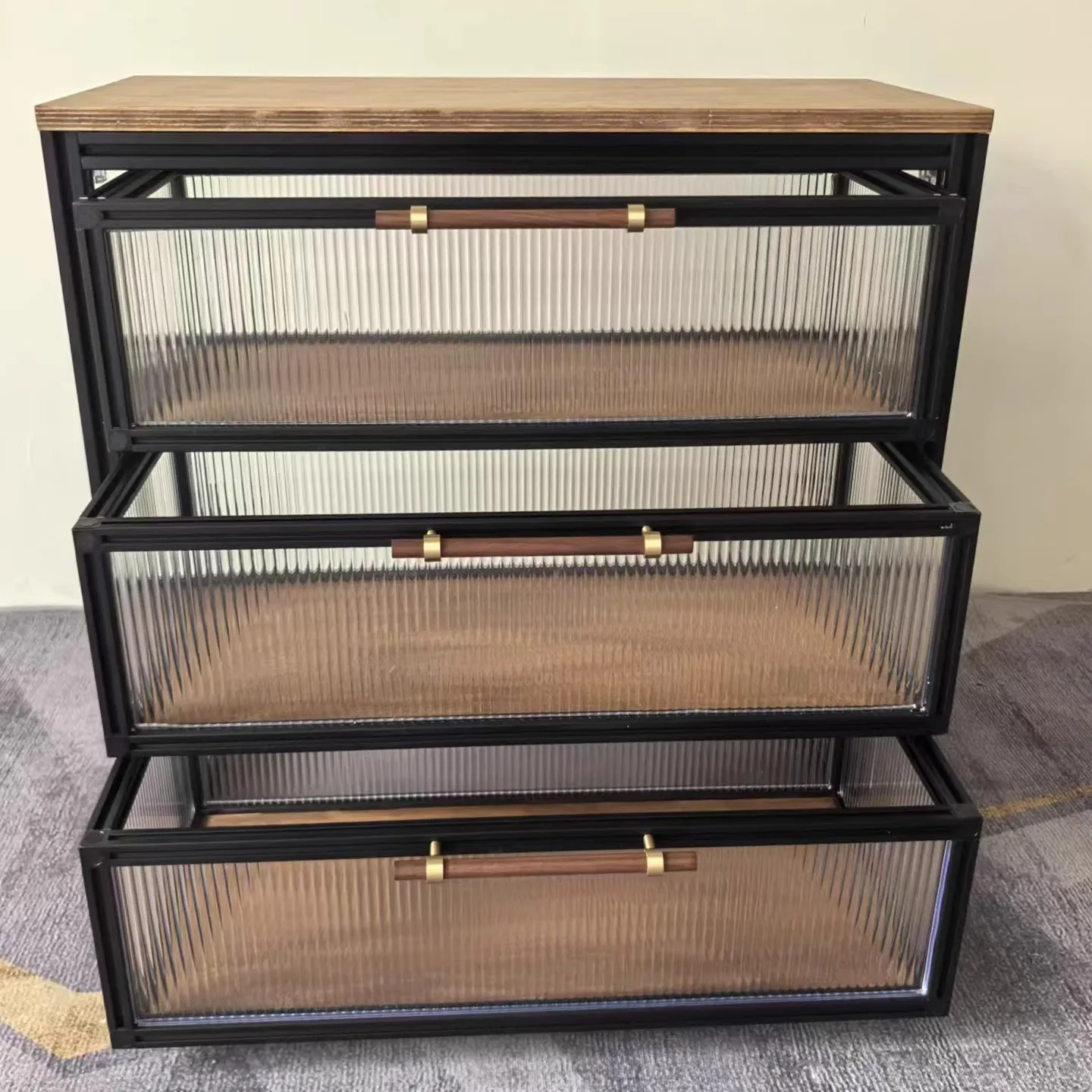 Aluminum profile marine plate storage rack birch acrylic supermarket display cabinet