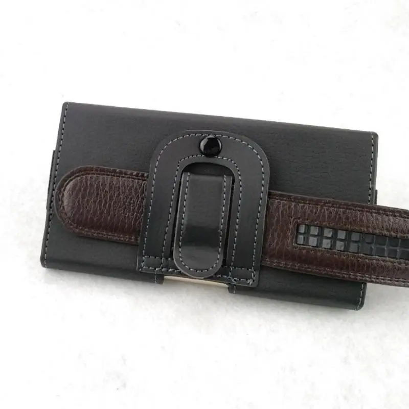 Funda de teléfono con presilla para cinturón de cuero PU, bolsa de transporte para la cintura para hombres mayores, bolsa universal para teléfono móvil de varios tamaños, funda para cinturón para exteriores