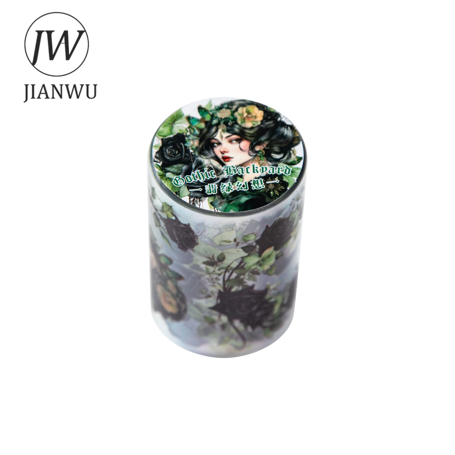 JIANWU 고딕 정원 시리즈 빈티지 꽃 캐릭터 소재 콜라주 pet 테이프, 창의적인 DIY 저널 문구, 60mm * 200cm