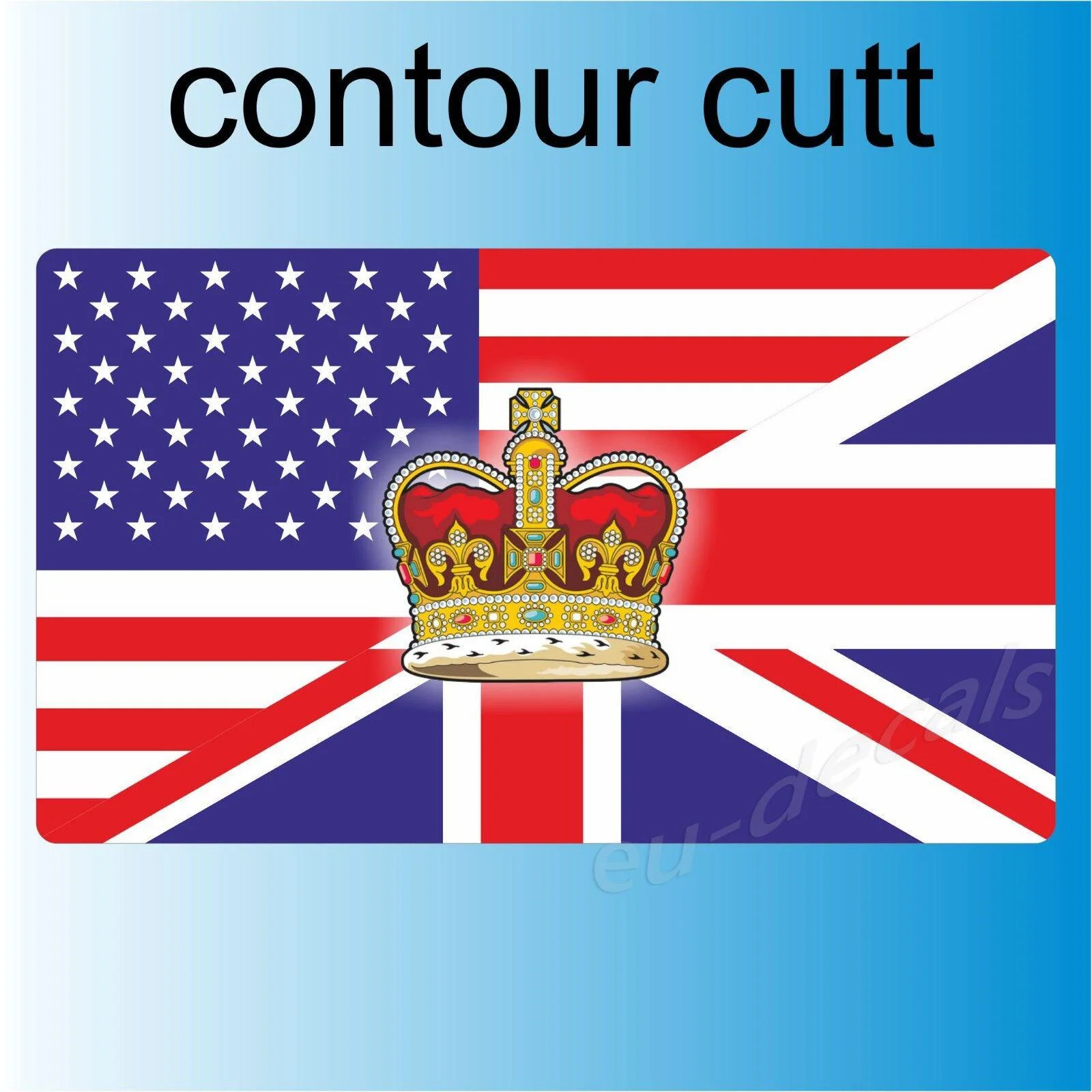 For Crown United States UK Union Jack double flag Laminated Decal Sticker