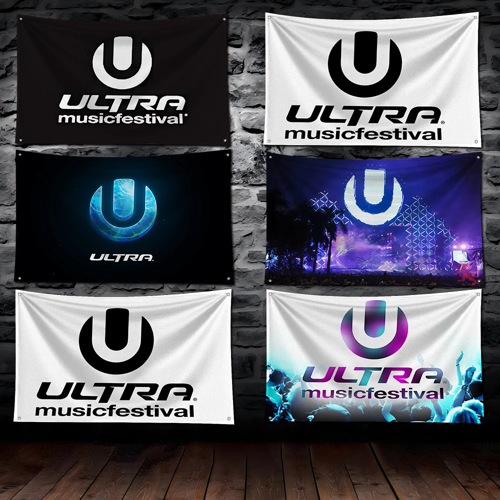 3x5 Ft  Flag Ultra Music Festival  Polyester Digital Printing Banner for Garage Wall Art Out Door Decoration With Brass Grommets
