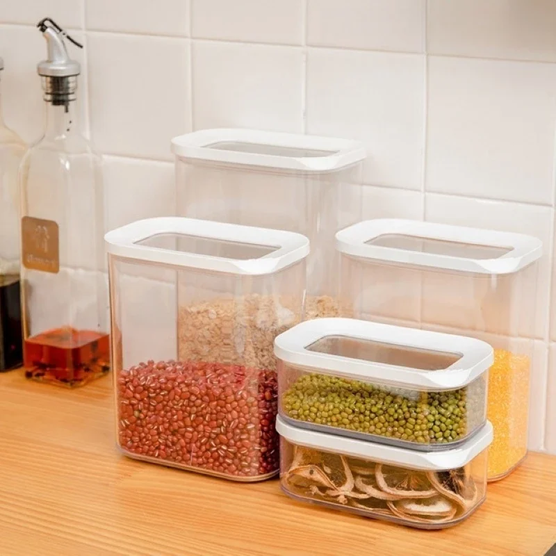 Clear Sealed Grain Storage Box Transparent Plastic Cereal Dispenser Food Container Rice Tank Jar Bucket Organizer Kitchen Tools