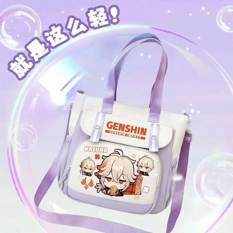 Genshin Impact Crossbody Bag For Girls, Handheld Tutoring Funina Pain Zhongli Naxi Da Cartoon Shoulder Bag, Large Capacity A