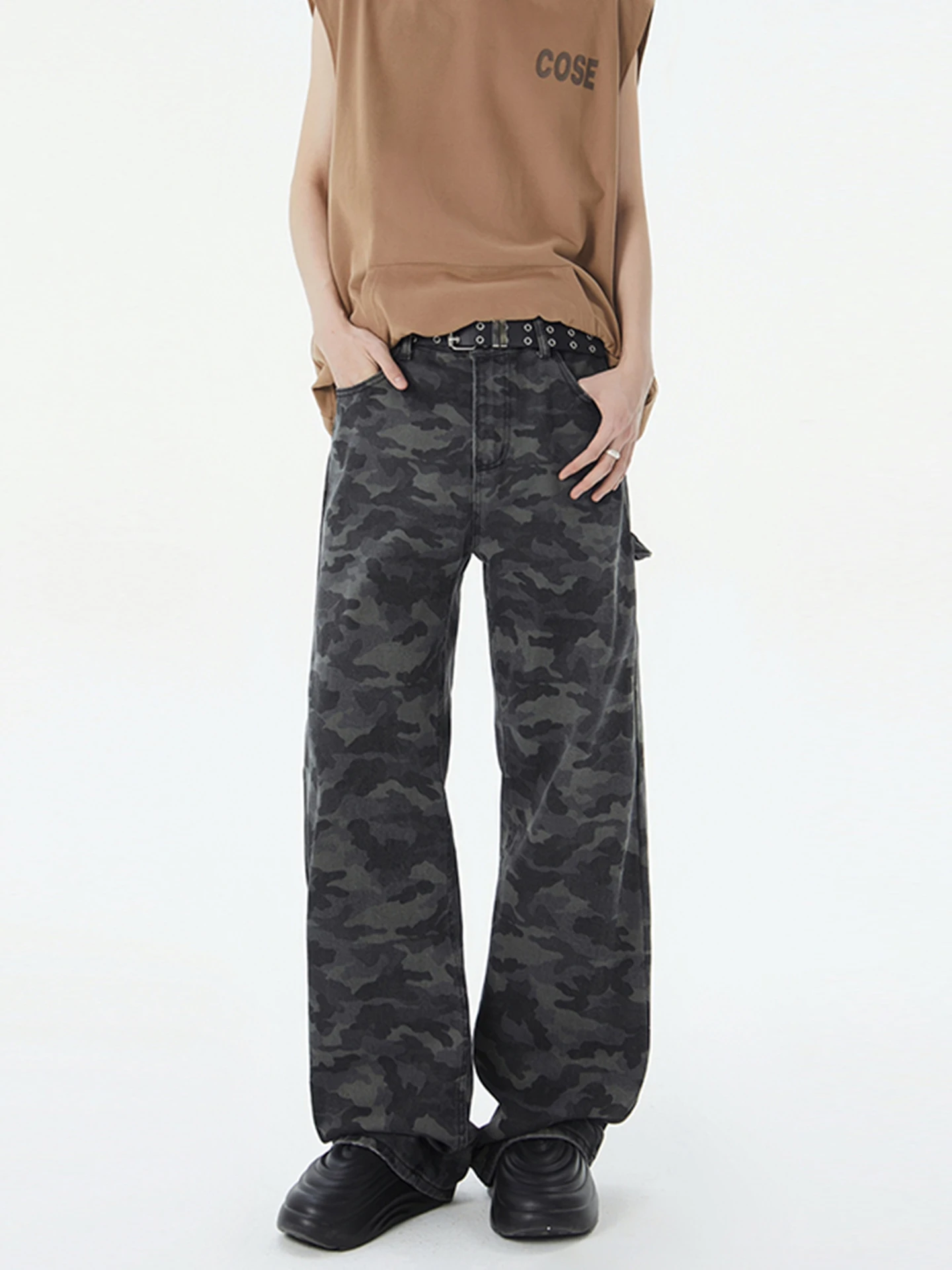 

Waed Woodland Camouflage Men's Work Pants Summer American Retro Loose Versatile Haome Casual Straight Leg Trousers