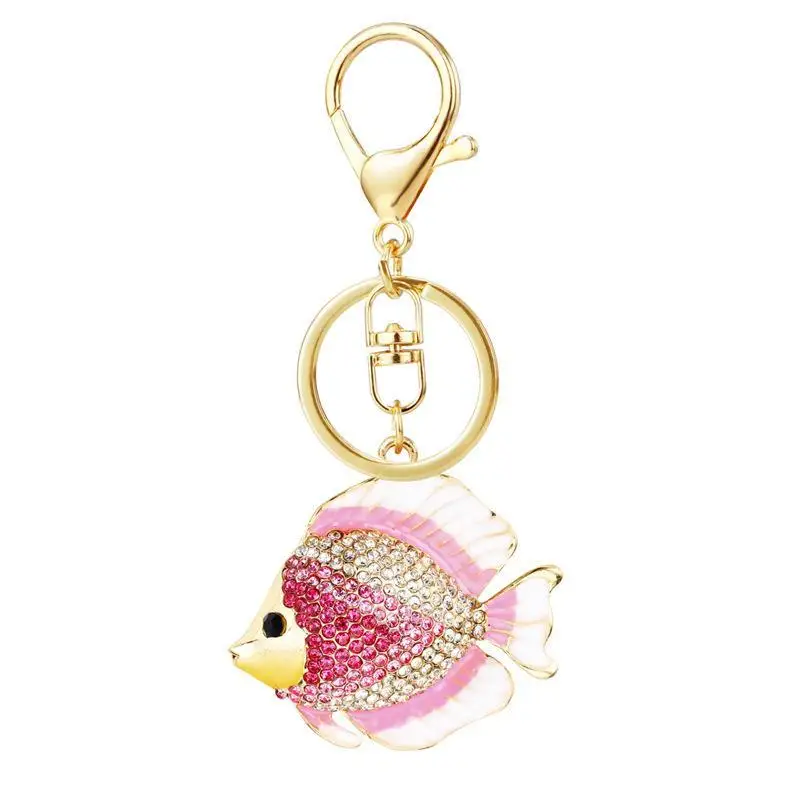Glitzernder Strass-Fisch-Schlüsselanhänger, goldener Schlüsselring, Themen-Taschenanhänger, Auto-Schlüsselanhänger, modische Schlüsselanhänger-Accessoires – Detail 4
