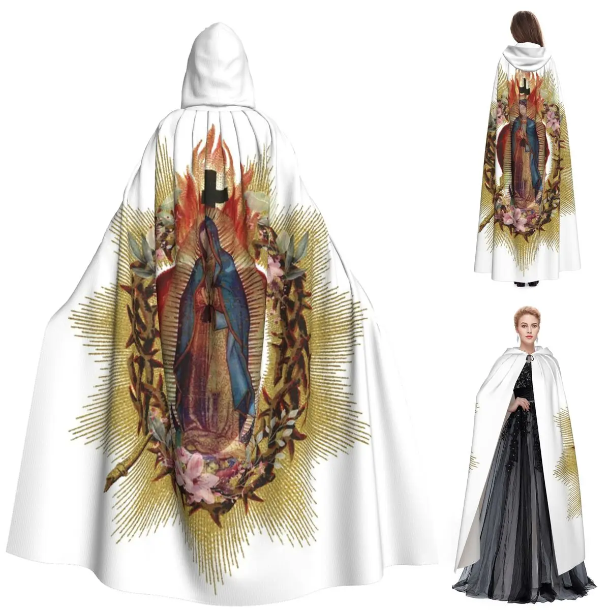 

Богоматери Гваделупской Девы Марии Мексиканский длинный плащ с капюшоном Ведьма Средневековый костюм Косплей Накидка Хэллоуин Вампир Взрослый унисекс