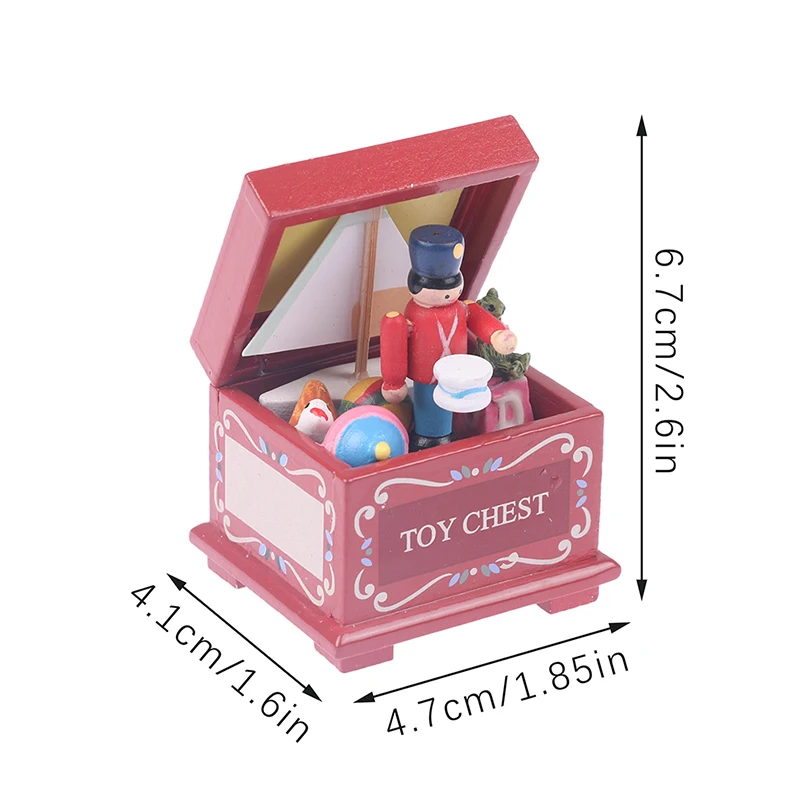 1Pc Miniature Wooden Children\'s Room Toy Box Christmas Nutcracker Model Kids Pretend Play Toys 1:12 Dollhouse Accessories