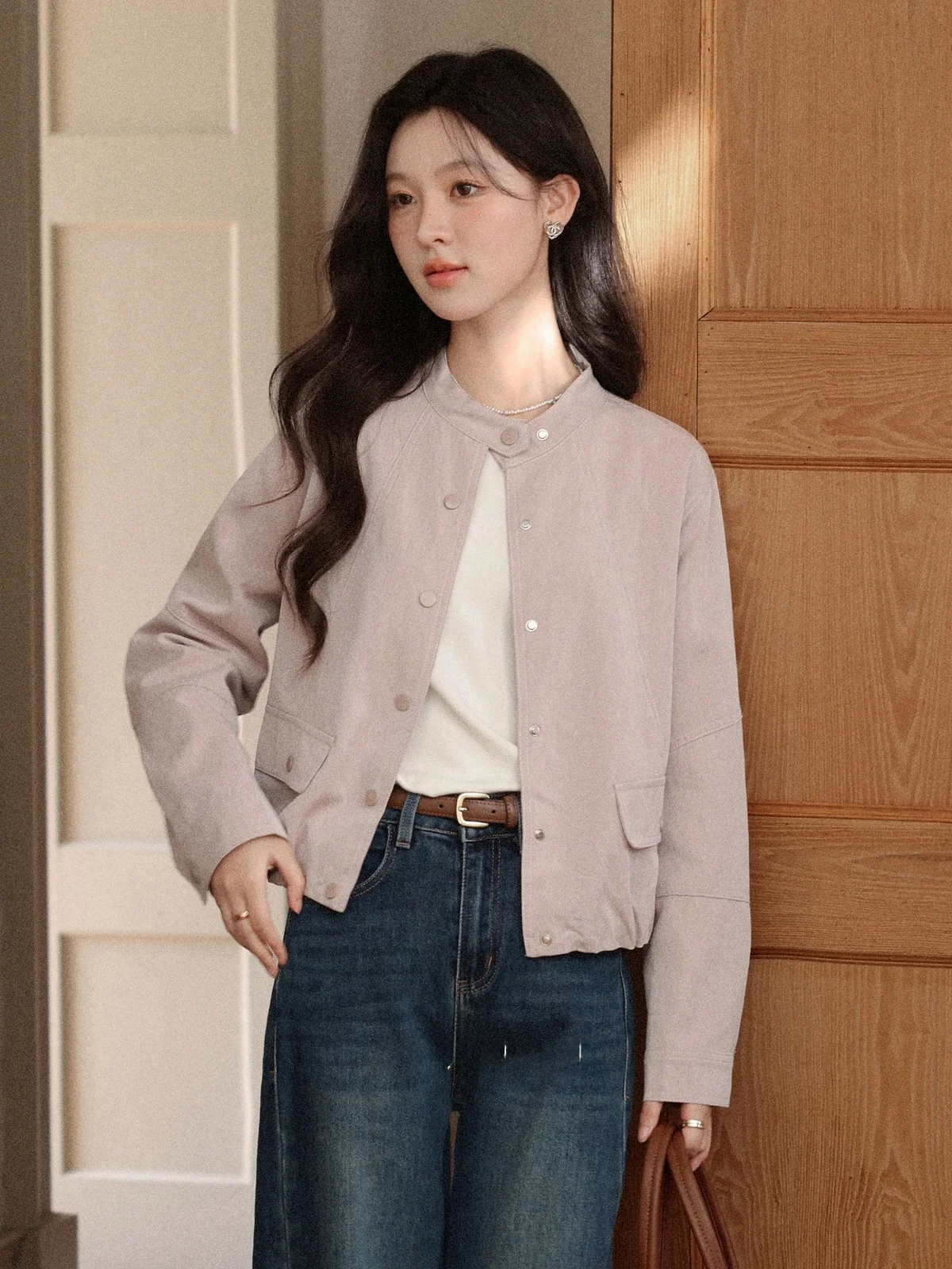 

Розовая женская кофта Ele ort от Deer South: модный французский стиль, свободный крой, тонкая, с длинными рукавами