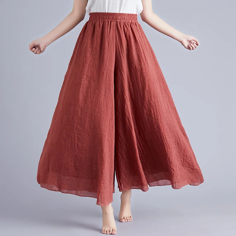 Ankle-length Pant Casual Loose Elastic Waist Multiple Color Wide Leg Pants New Clothes National Style Women Pants