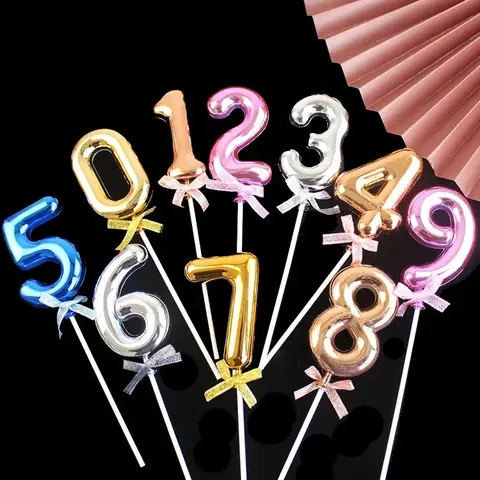 크리 에이 티브 호일 케이크 토퍼 로즈 골드 번호 케이크 장식 유니콘 1 2 3 생일 컵케익 장식 생일 축하 장식 어린이 소년 소녀