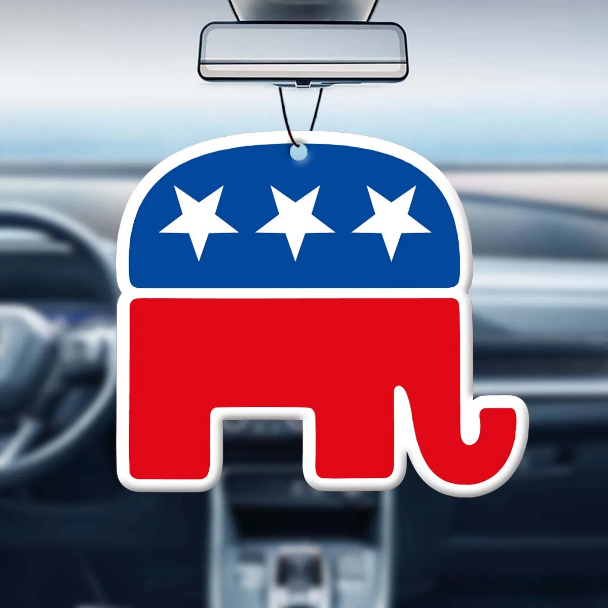 Republican Elephant Patriotic Car Air Freshener, USA Red White Blue Star Hanging Scent Tag, Natural Plant Extract Fragrance, Alc